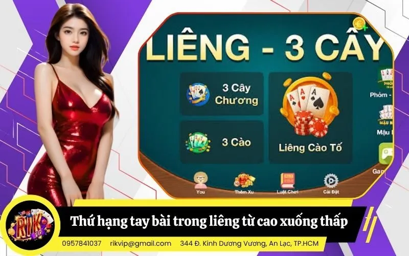 Thứ hạng các tay bài trong liêng từ cao xuống thấp